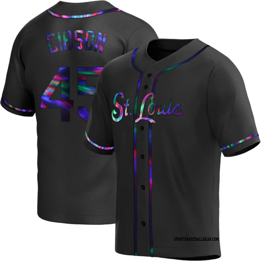 Bob Gibson Men's St. Louis Cardinals Black Holographic Replica Alternate Jersey