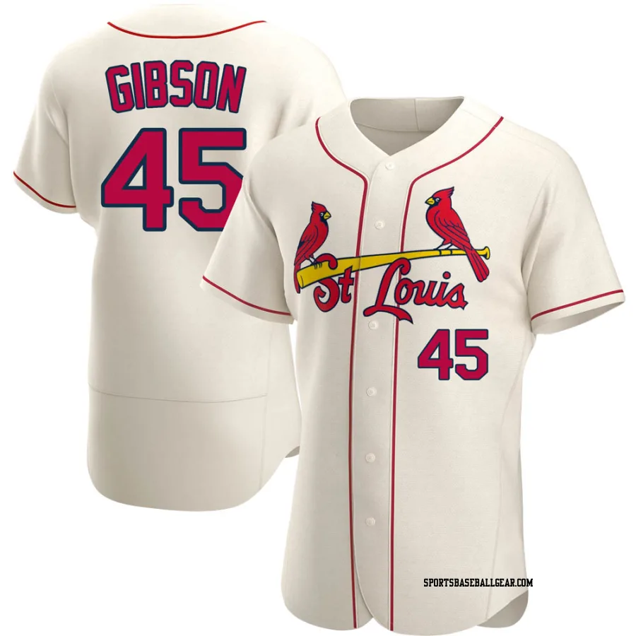 Bob Gibson Men's St. Louis Cardinals Cream Authentic Alternate Jersey