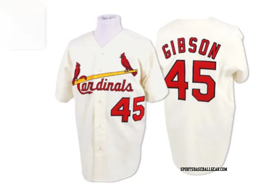 Bob Gibson Men's St. Louis Cardinals Cream Replica Throwback Jersey