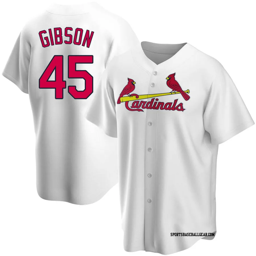 Bob Gibson Men's St. Louis Cardinals White Replica Home Jersey