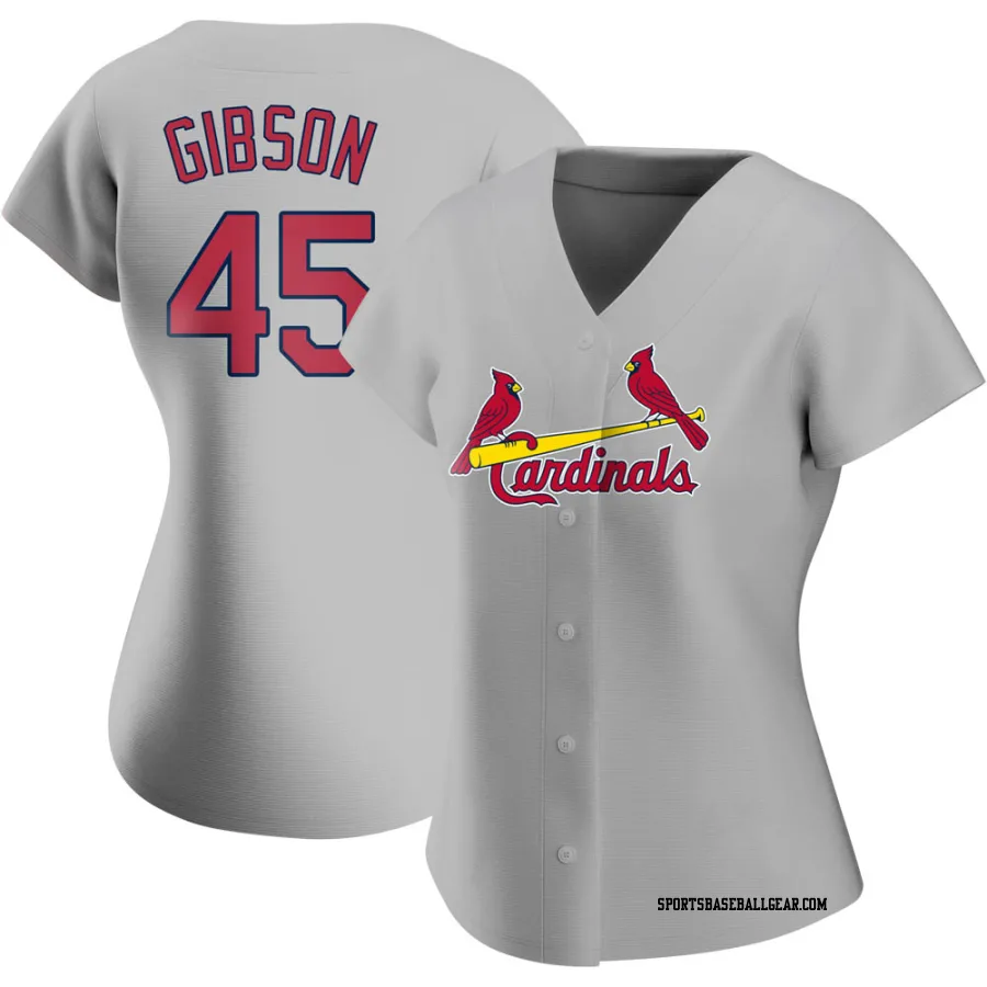 Bob Gibson Women's St. Louis Cardinals Gray Authentic Road Jersey