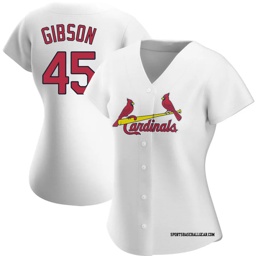 Bob Gibson Women's St. Louis Cardinals White Authentic Home Jersey