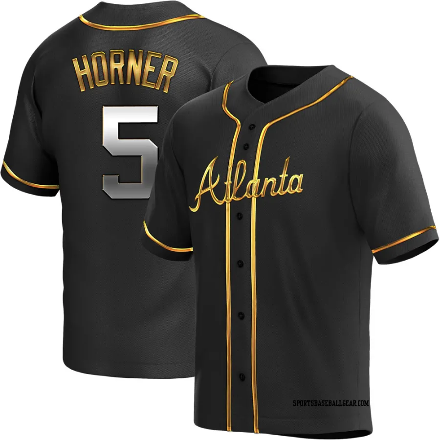 Bob Horner Men's Atlanta Braves Black Golden Replica Alternate Jersey