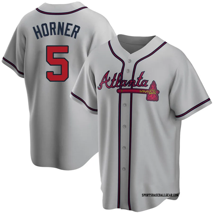 Bob Horner Men's Atlanta Braves Gray Replica Road Jersey