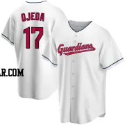 Bob Ojeda Men's Cleveland Guardians White Replica Home Jersey