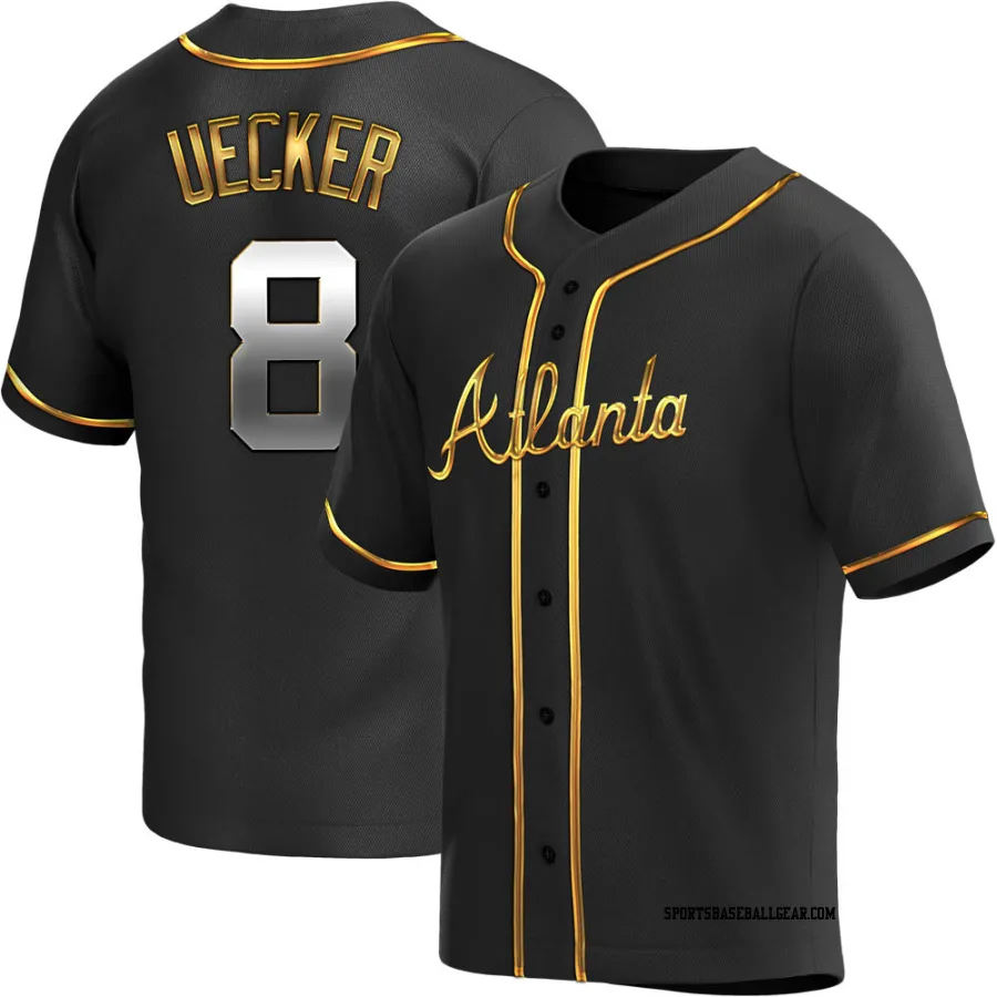 Bob Uecker Men's Atlanta Braves Black Golden Replica Alternate Jersey