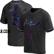 Bob Uecker Men's Atlanta Braves Black Holographic Replica Alternate Jersey