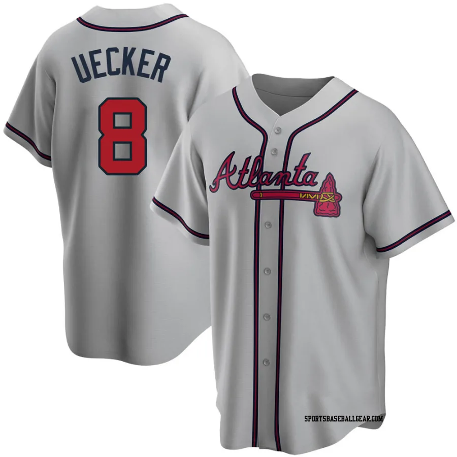 Bob Uecker Men's Atlanta Braves Gray Replica Road Jersey