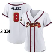 Bob Uecker Women's Atlanta Braves Gold Replica White 2022 Program Jersey