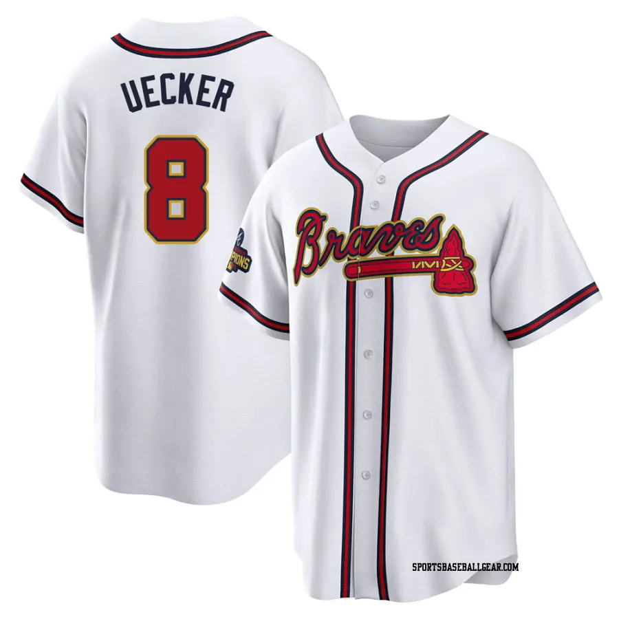 Bob Uecker Youth Atlanta Braves Gold Replica White 2022 Program Jersey