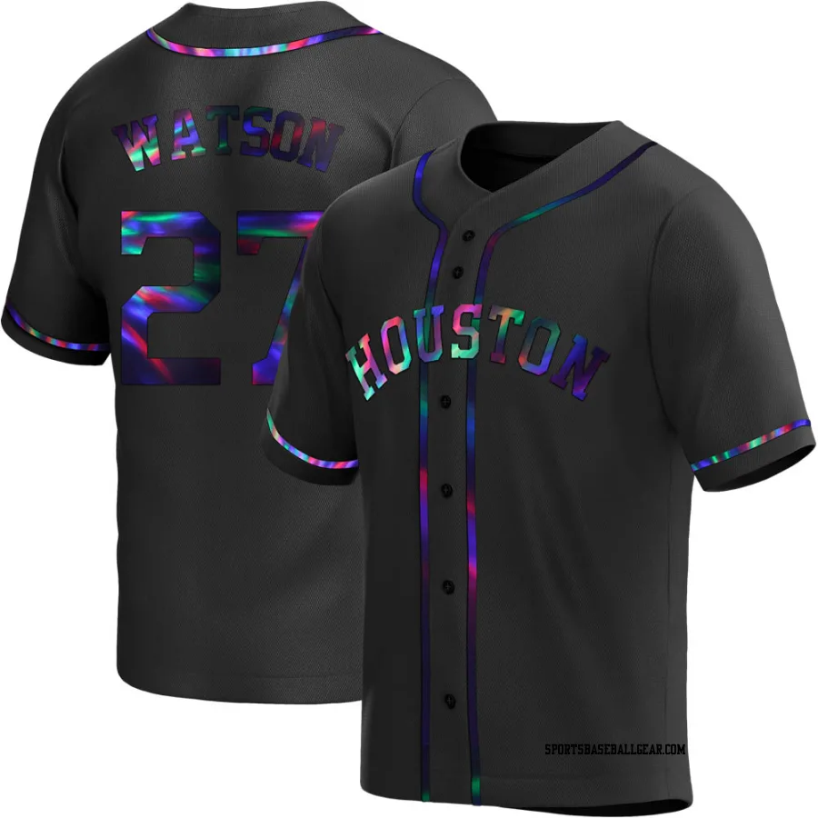 Bob Watson Men's Houston Astros Black Holographic Replica Alternate Jersey