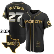 Bob Watson Men's Houston Astros Black/Gold Authentic 2023 Space City Ready 2 Reign Flex Base Jersey