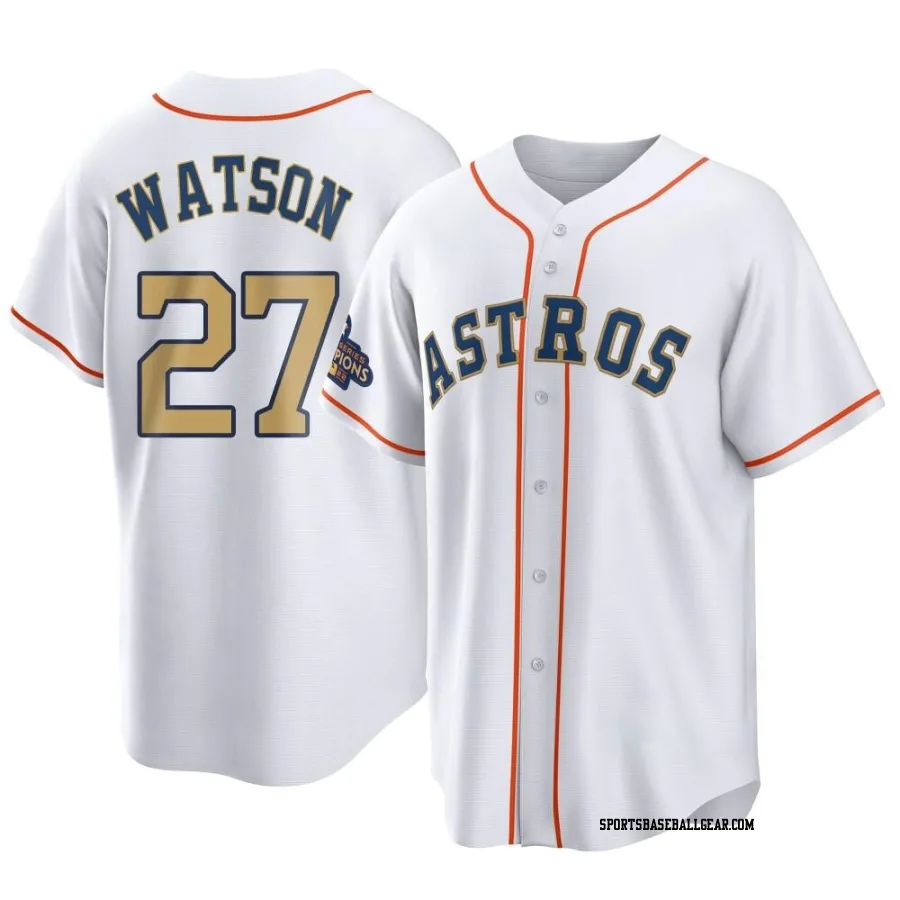 Bob Watson Men's Houston Astros Gold Replica White 2023 Collection Jersey