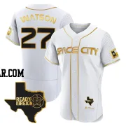 Bob Watson Men's Houston Astros White/Gold Authentic 2023 Space City Ready 2 Reign Flex Base Jersey