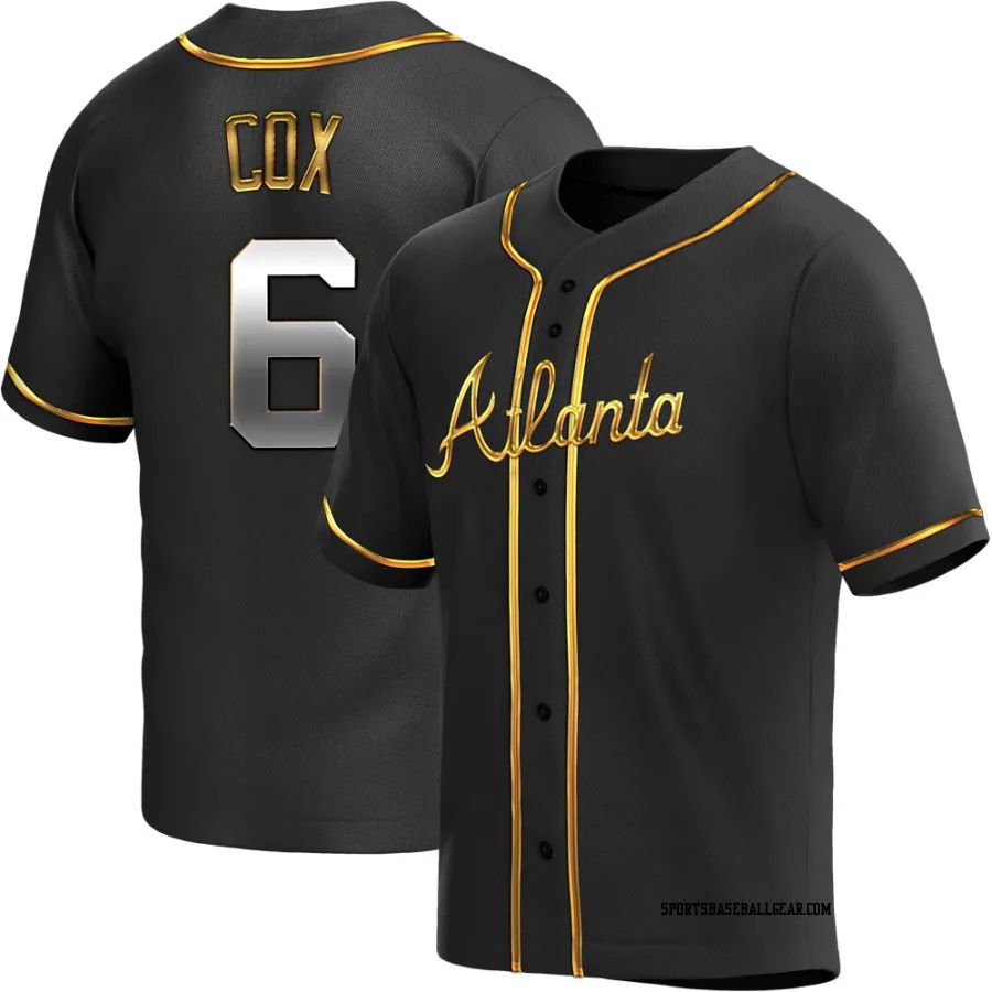 Bobby Cox Men's Atlanta Braves Black Golden Replica Alternate Jersey