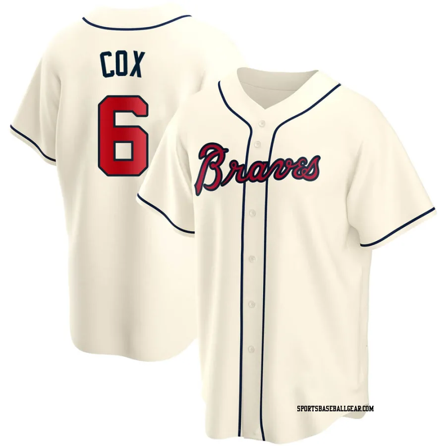 Bobby Cox Men's Atlanta Braves Cream Replica Alternate Jersey