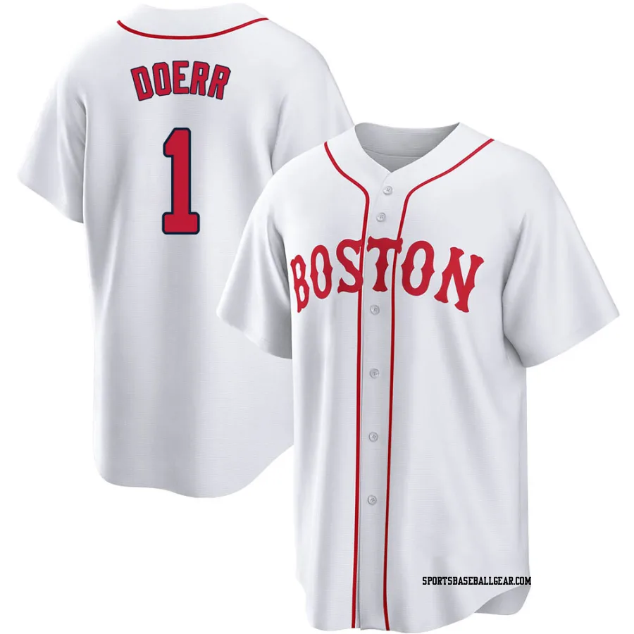 Bobby Doerr Men's Boston Red Sox White Replica 2021 Patriots' Day Jersey