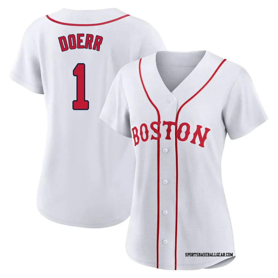 Bobby Doerr Women's Boston Red Sox White Authentic 2021 Patriots' Day Jersey