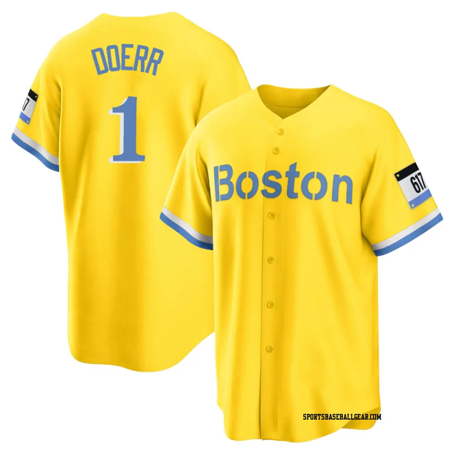 Bobby Doerr Youth Boston Red Sox Gold/Light Replica Blue 2021 City Connect Player Jersey