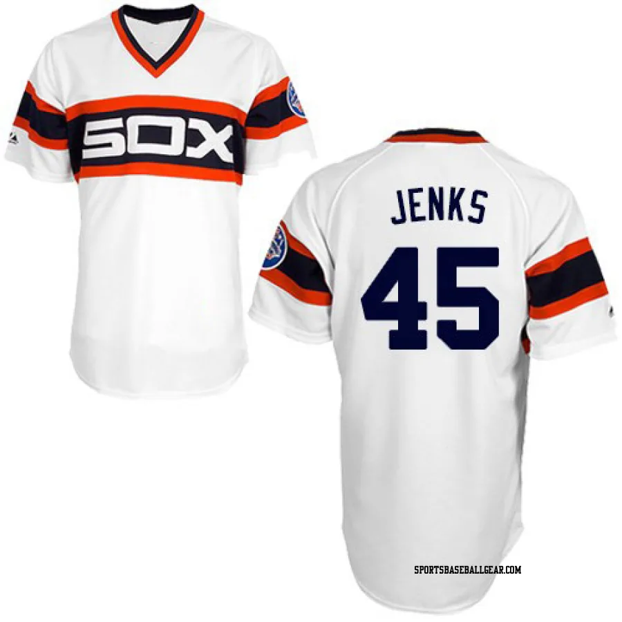 Bobby Jenks Men's Chicago White Sox White Replica 1983 Throwback Jersey