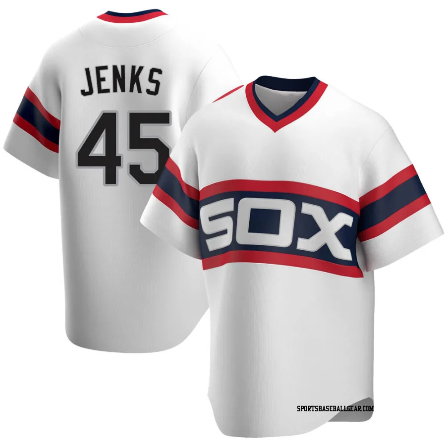 Bobby Jenks Men's Chicago White Sox White Replica Cooperstown Collection Jersey