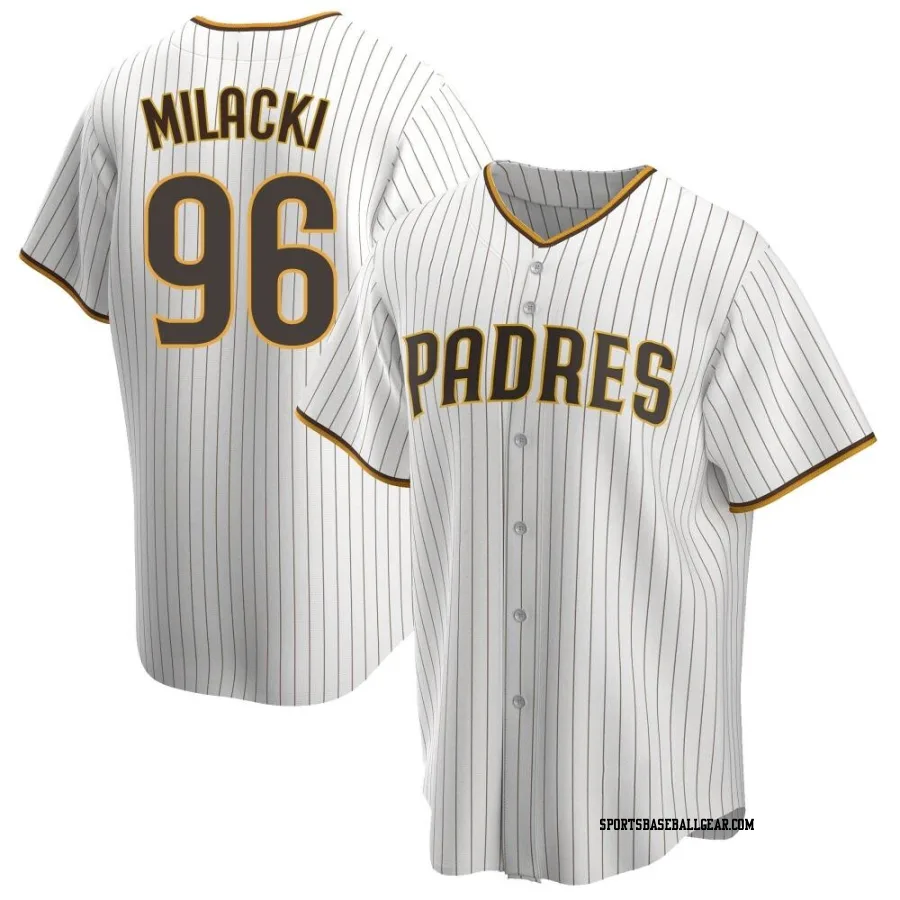 Bobby Milacki Men's San Diego Padres White/Brown Replica Home Jersey