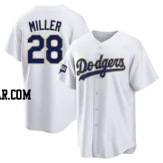 Bobby Miller Men's Los Angeles Dodgers White/Gold Replica 2021 Gold Program Player Jersey