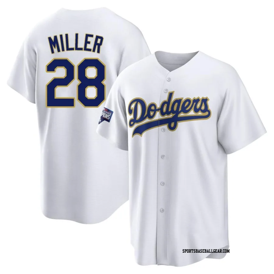 Bobby Miller Men's Los Angeles Dodgers White/Gold Replica 2021 Gold Program Player Jersey