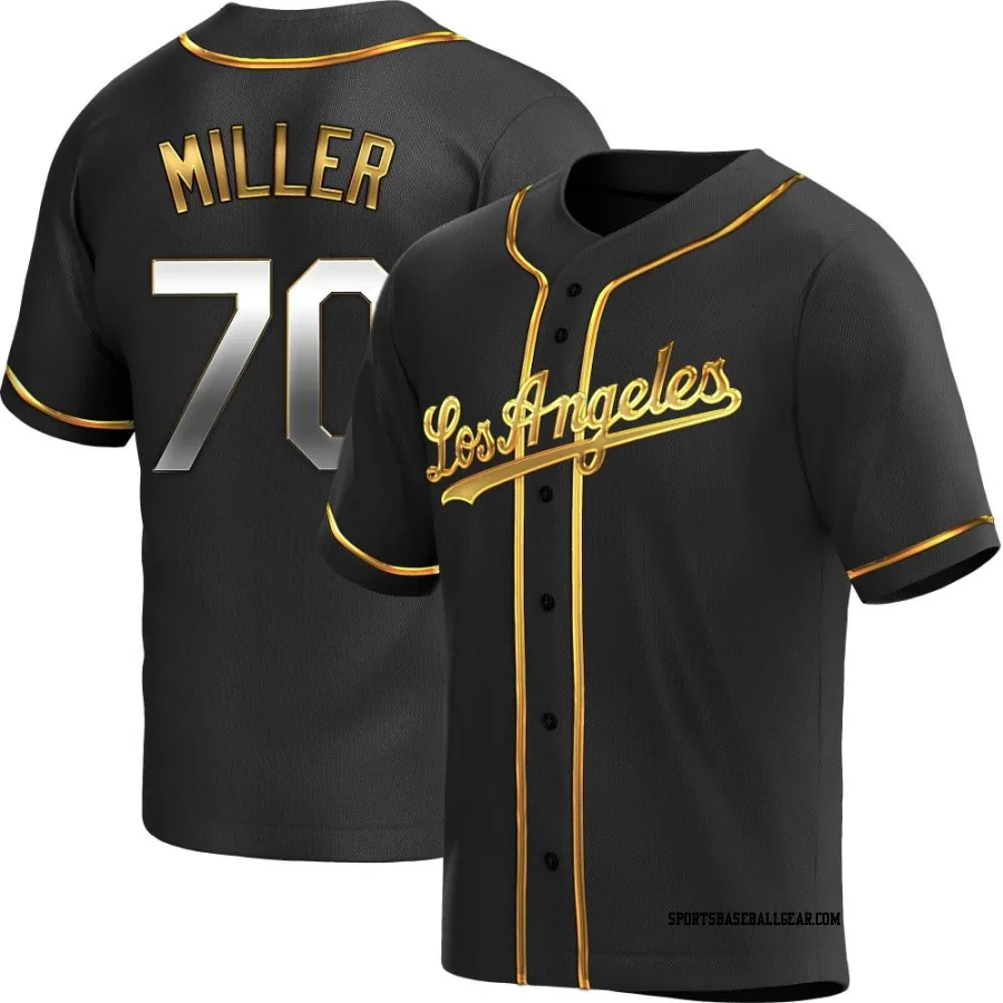 Bobby Miller Youth Los Angeles Dodgers Black Golden Replica Alternate Jersey