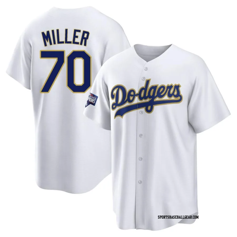 Bobby Miller Youth Los Angeles Dodgers White/Gold Replica 2021 Gold Program Player Jersey