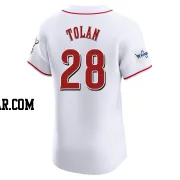 Bobby Tolan Men's Cincinnati Reds White Elite Home Patch Jersey