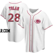 Bobby Tolan Men's Cincinnati Reds White Replica Home Jersey