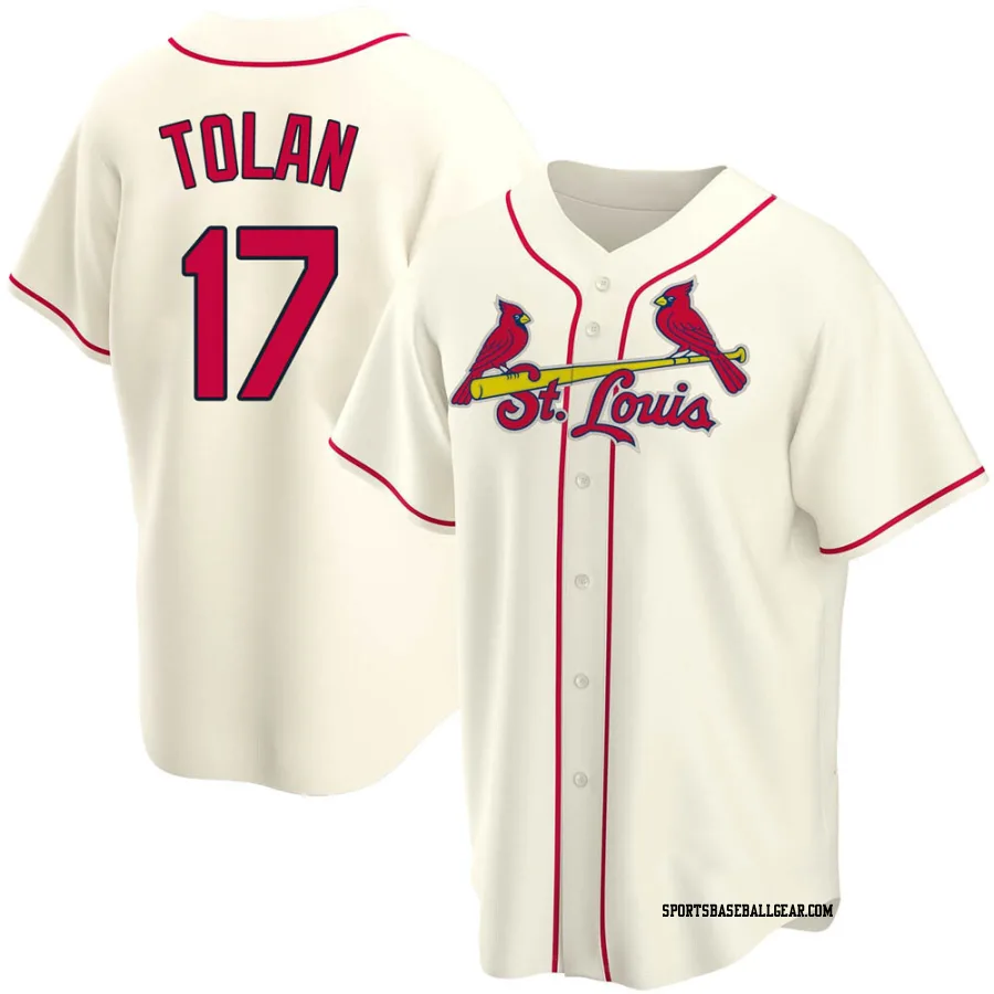 Bobby Tolan Men's St. Louis Cardinals Cream Replica Alternate Jersey