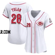 Bobby Tolan Women's Cincinnati Reds White Limited Home Jersey