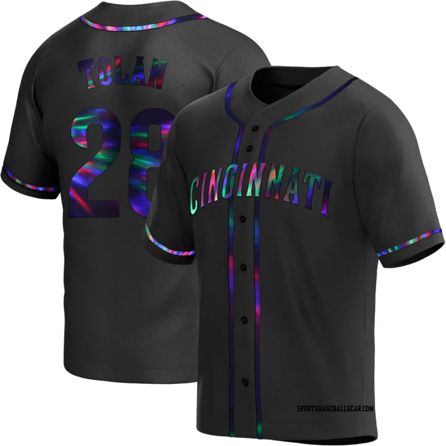 Bobby Tolan Youth Cincinnati Reds Black Holographic Replica Alternate Jersey