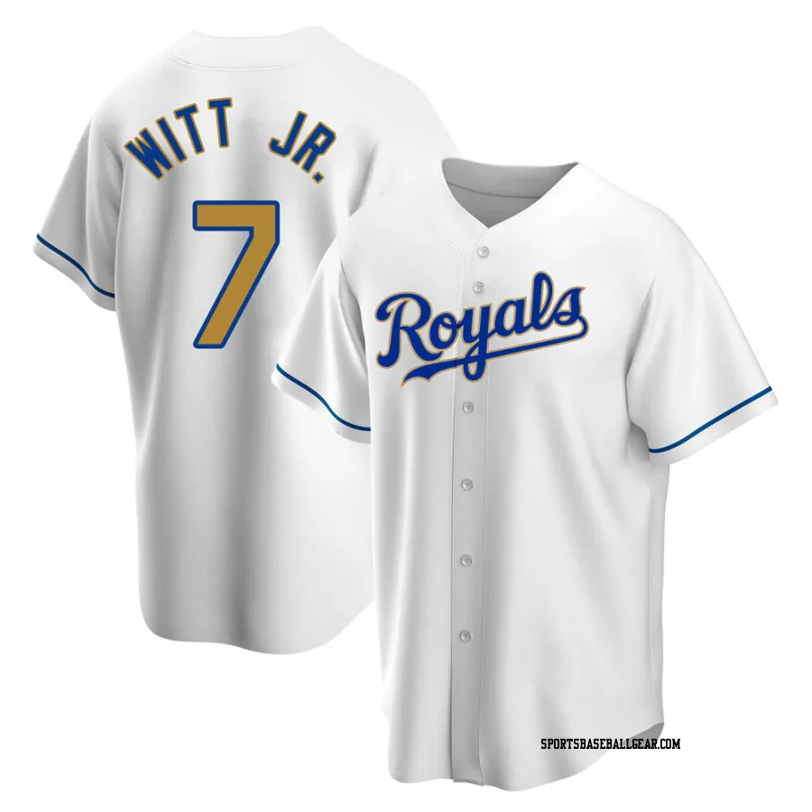 Bobby Witt Jr. Men's Kansas City Royals Gold Replica White Home Jersey