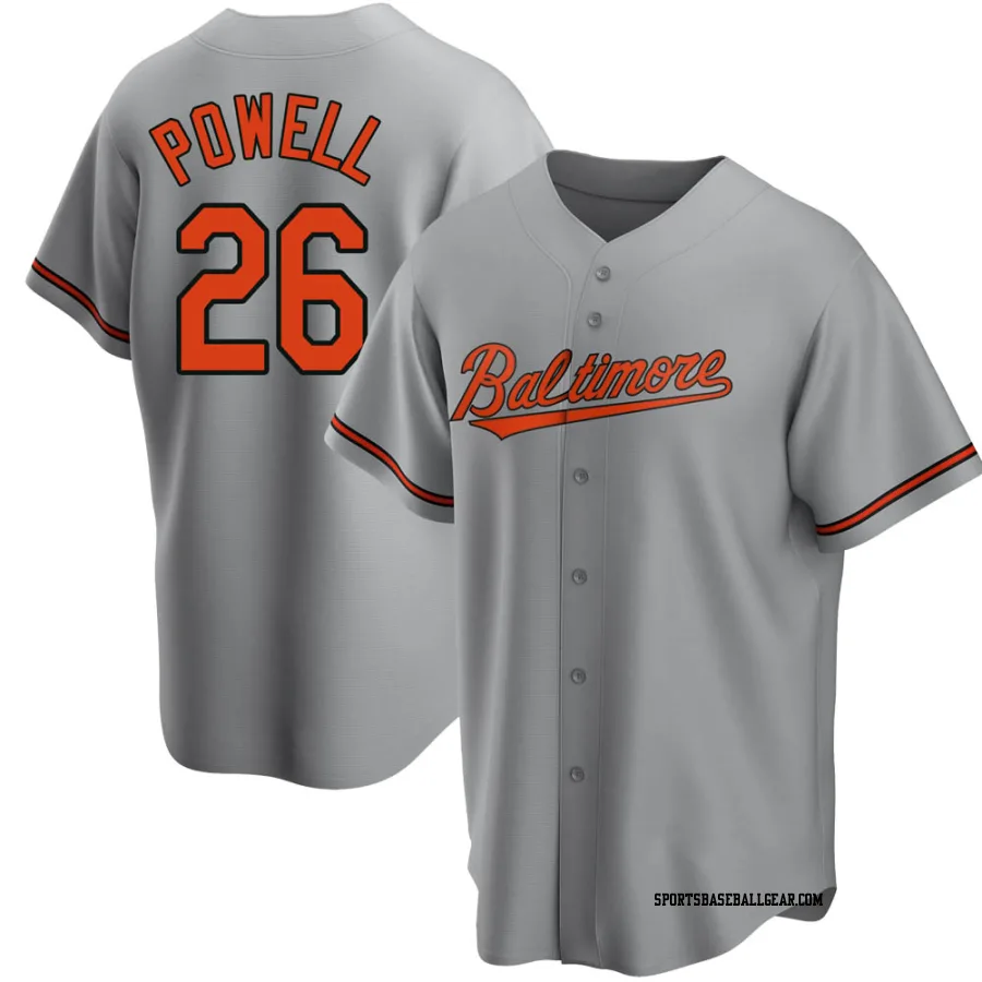 Boog Powell Men's Baltimore Orioles Gray Replica Road Jersey