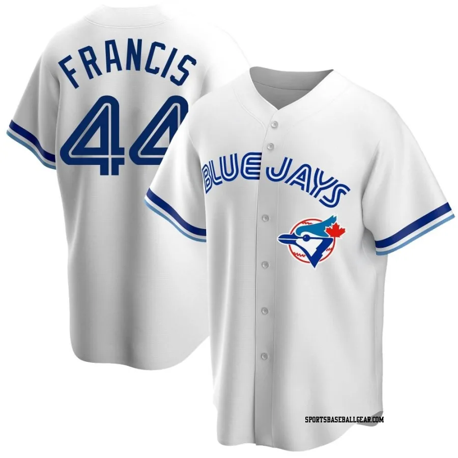 Bowden Francis Men's Toronto Blue Jays White Replica Home Cooperstown Collection Jersey