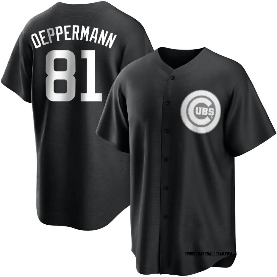 Brad Deppermann Men's Chicago Cubs Black/White Replica Jersey