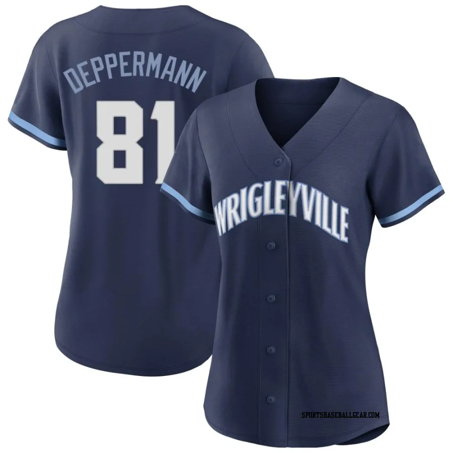 Brad Deppermann Women's Chicago Cubs Navy Authentic 2021 City Connect Jersey