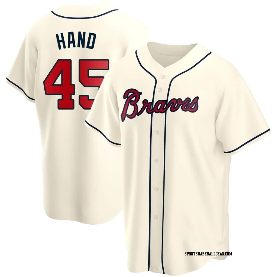 Brad Hand Men's Atlanta Braves Cream Replica Alternate Jersey