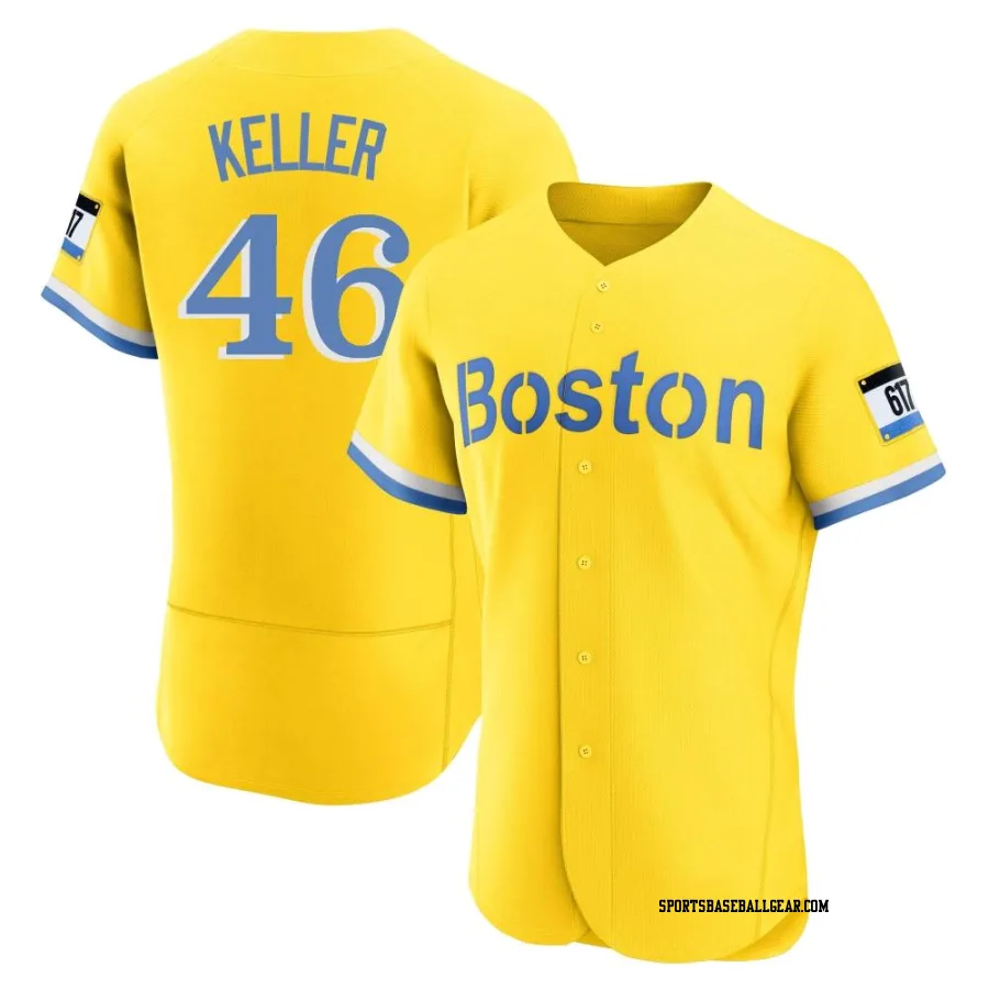 Brad Keller Men's Boston Red Sox Gold/Light Authentic Blue 2021 City Connect Jersey