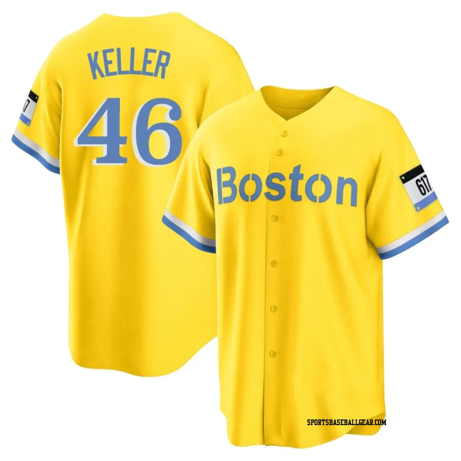 Brad Keller Men's Boston Red Sox Gold/Light Replica Blue 2021 City Connect Player Jersey