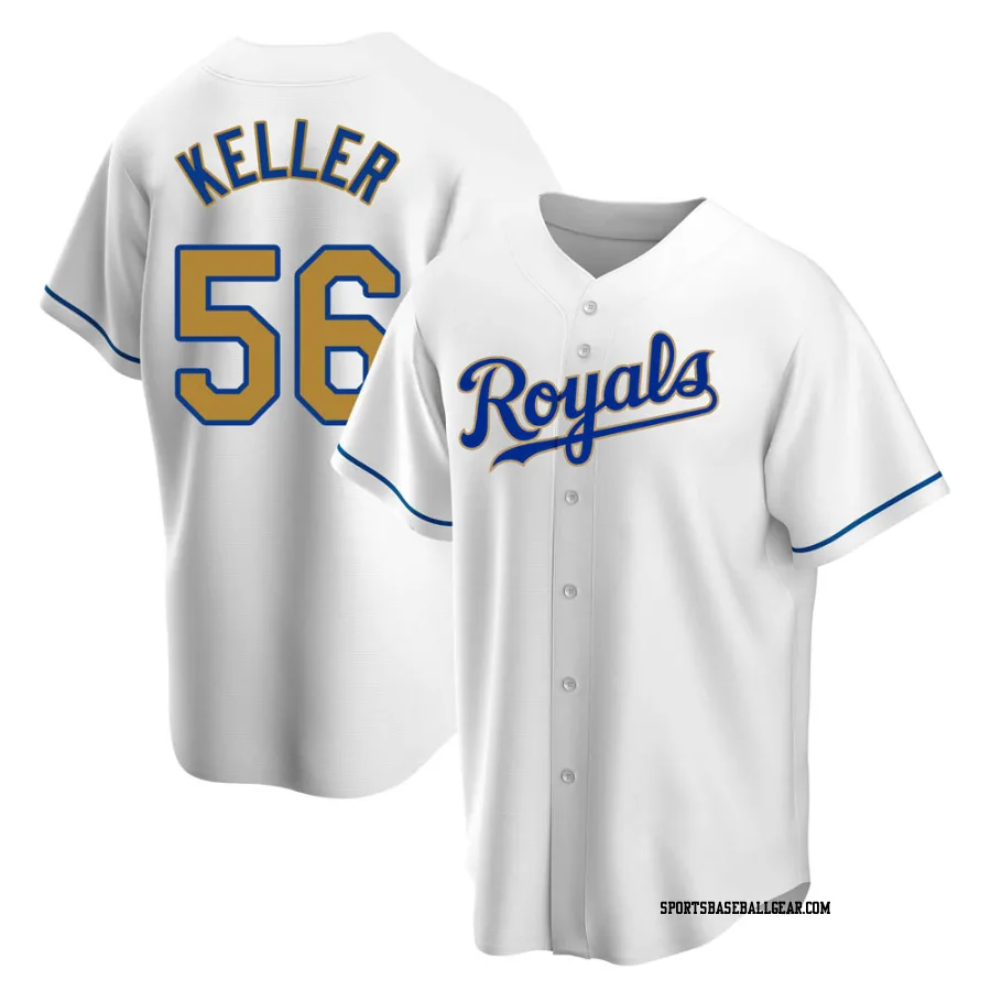 Brad Keller Men's Kansas City Royals Gold Replica White Home Jersey