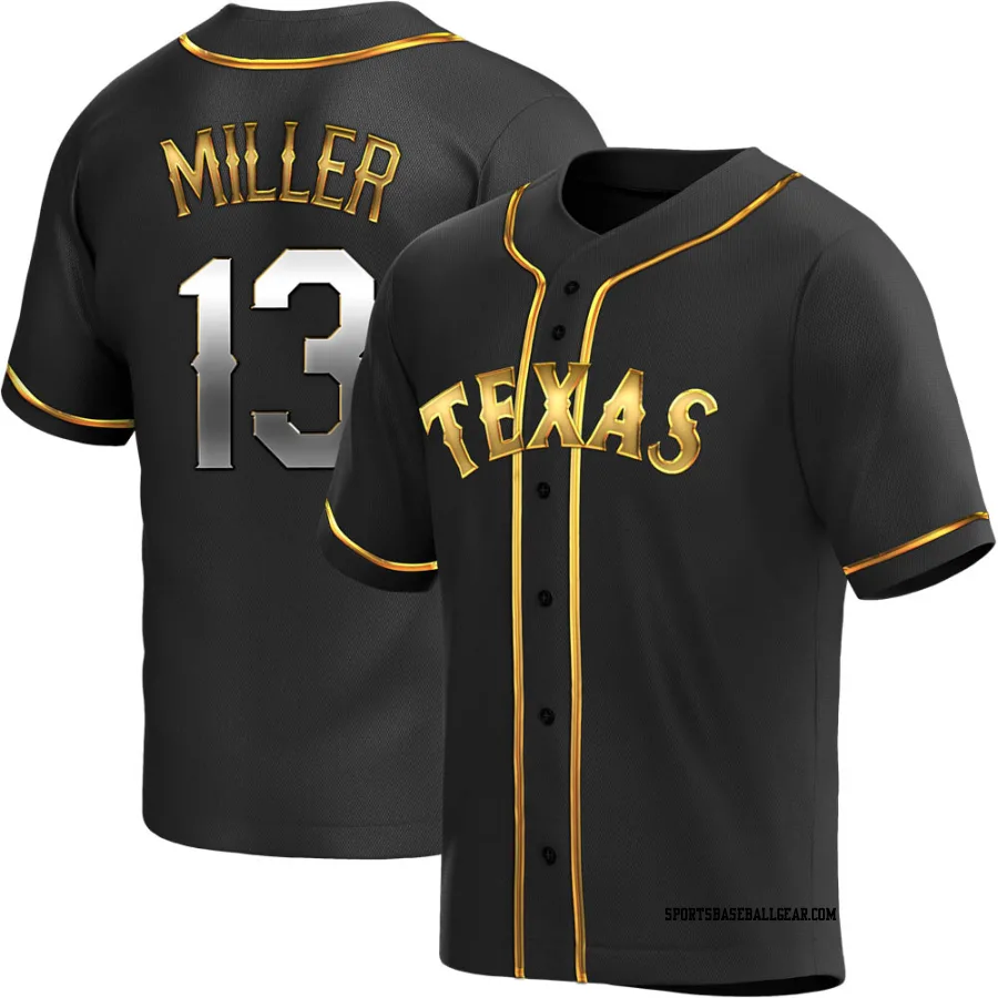 Brad Miller Men's Texas Rangers Black Golden Replica Alternate Jersey