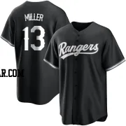 Brad Miller Men's Texas Rangers Black/White Replica Jersey