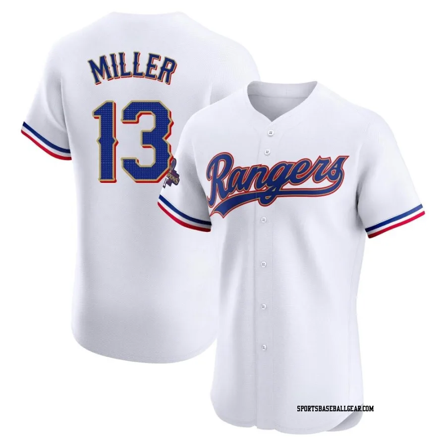 Brad Miller Men's Texas Rangers Gold Elite White 2024 Collection Jersey