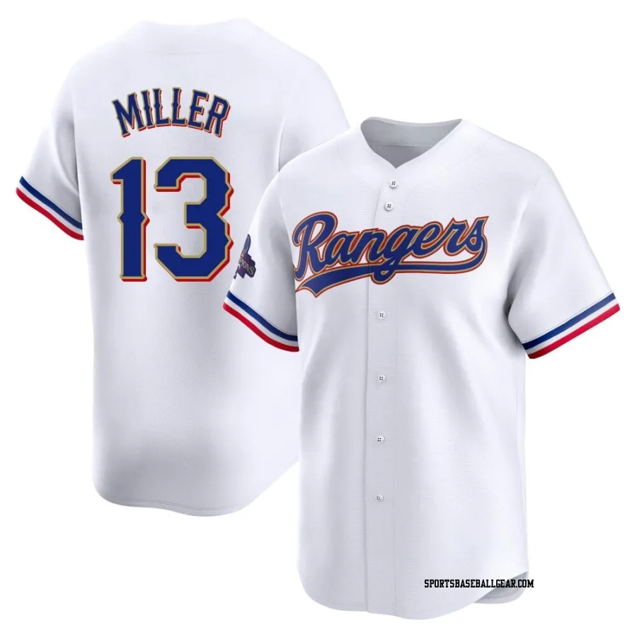 Brad Miller Men's Texas Rangers Gold Limited White 2024 Collection Jersey