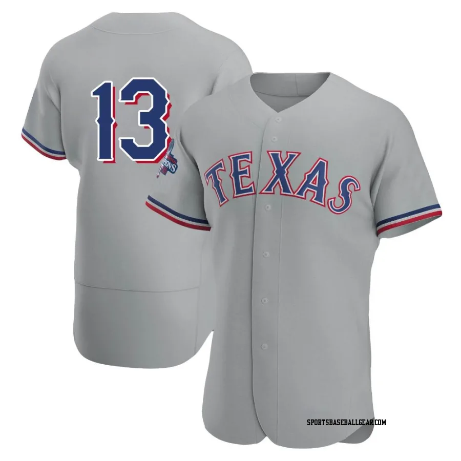 Brad Miller Men's Texas Rangers Gray Authentic Road 2023 World Series Champions Jersey