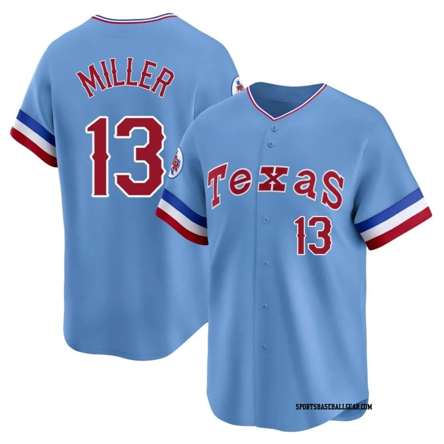 Brad Miller Men's Texas Rangers Light Blue Limited Cooperstown Collection Jersey